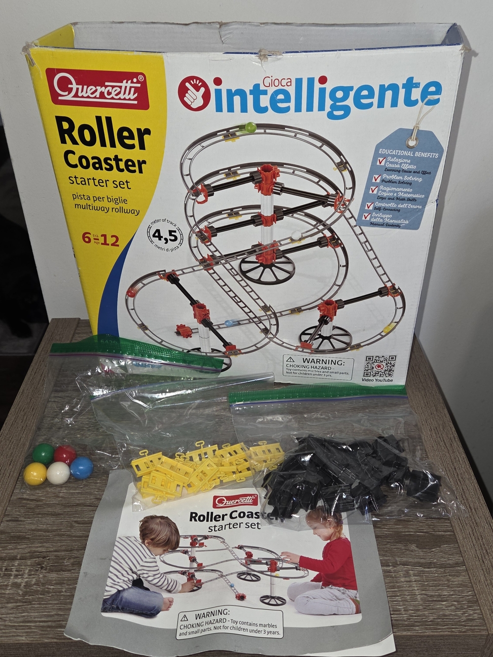 QUERCETTI Skyrail Roller Coaster Mini Rail Marble Run #6429 INCOMPLETE As Is.